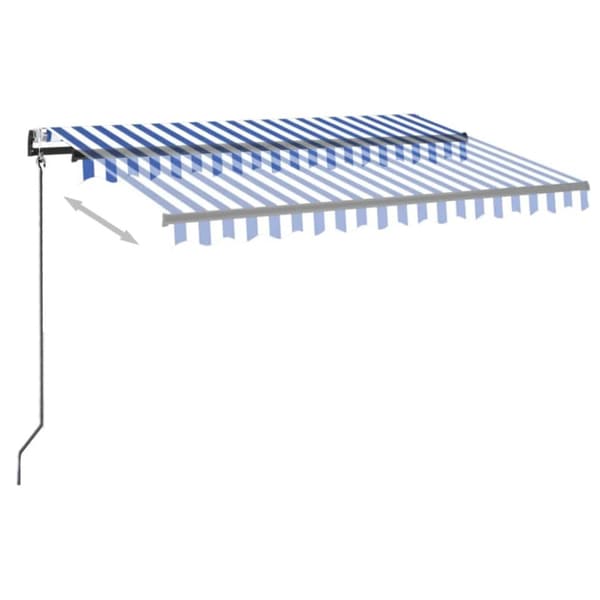 Automatisk markis med vindsensor & LED 300x250 cm blå och vit