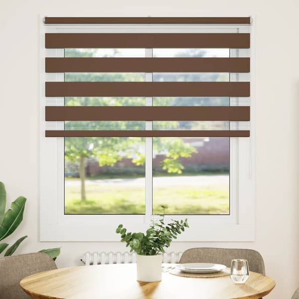 Rullgardin zebra brun 120x150 cm tyg bredd 115,9 cm polyester