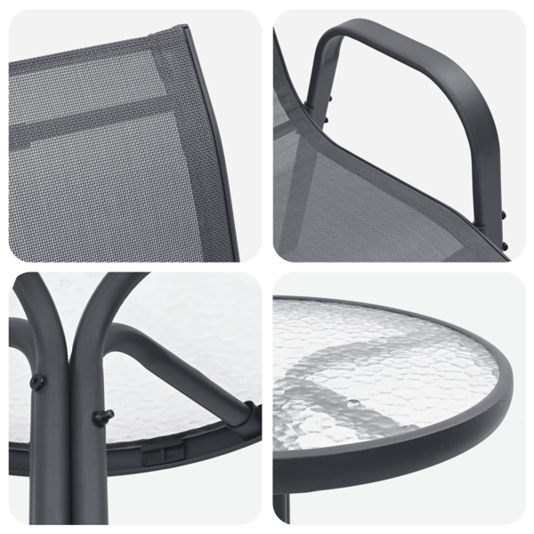 Trädgårds Bistro Set 3 pcs Grå Stål