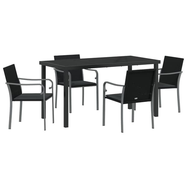 Trädgårdsmöbelset 5 pcs Svart och Grå PE Rattan