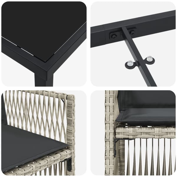 Trädgårdsmöbelset 9 pcs Ljusgrå Pulverlackerat stål