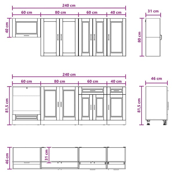 Köksenhet PORTO 8 pcs Vit Konstruerat trä