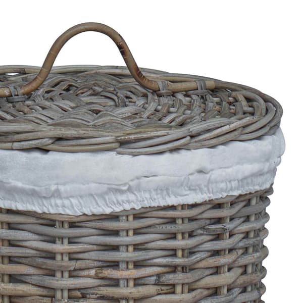 Tvättkorg med Lock 2 pcs Kubu grå Kubu Rattan