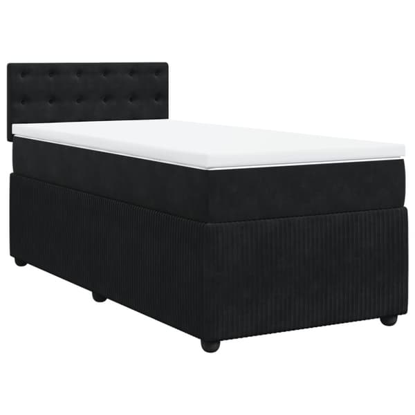 Ramsäng med madrass svart 100x200 cm sammet