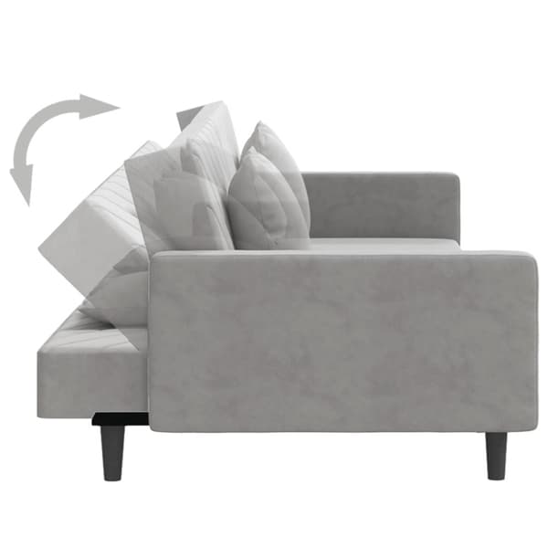 Bäddsoffa 2-sits med två kuddar ljusgrå sammet