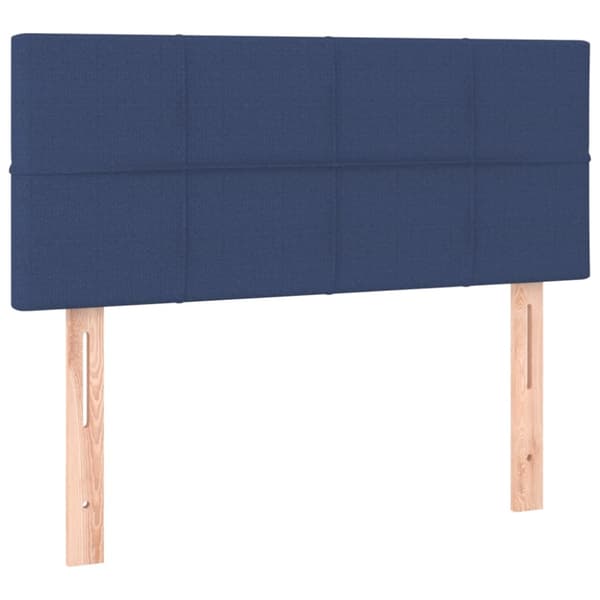 Ramsäng med madrass & LED blå 90x190 cm tyg