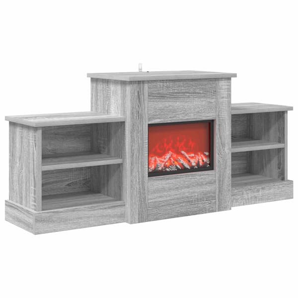 Elektrisk eldstad Grå Sonoma 110 x 30 x 50 cm Konstruerat trä
