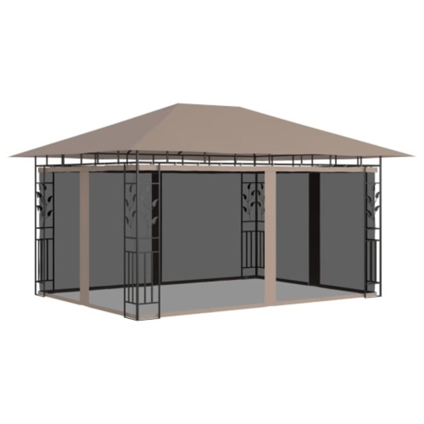 Paviljong med myggnät 4x3x2,73 m taupe 180 g/m²