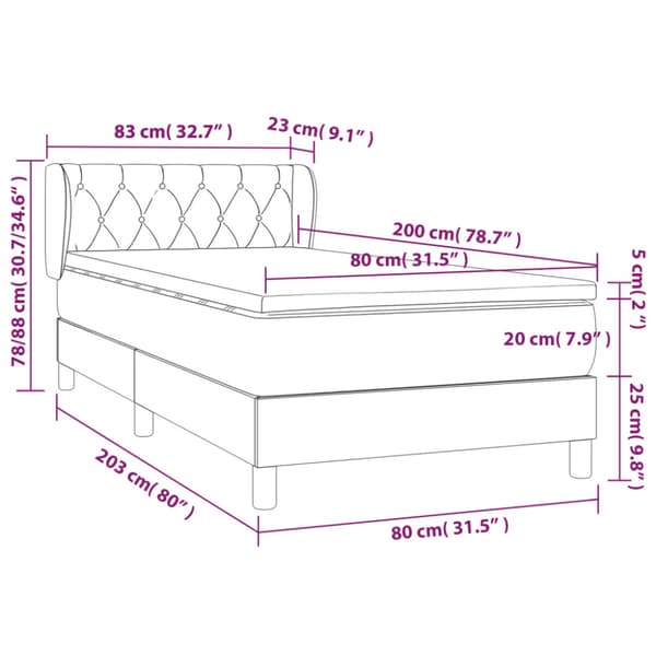 Ramsäng med madrass mörkgrön 80x200 cm sammet
