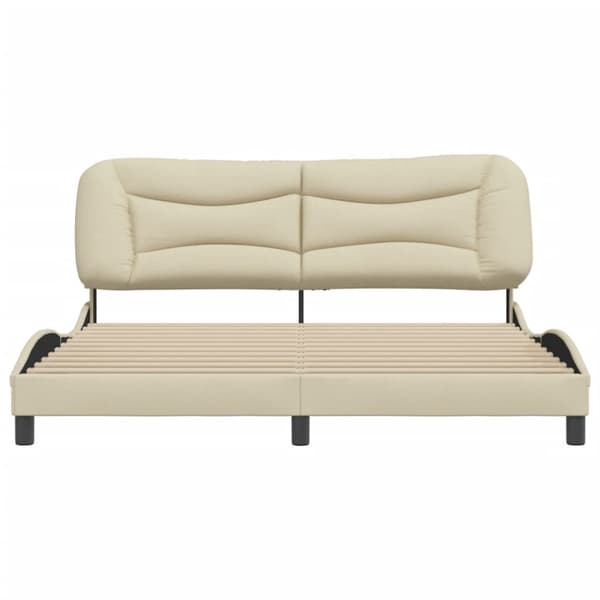 Bed Frame without Mattress "Hvar" Cream 180x200 cm Fabric