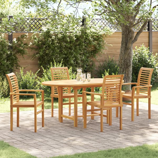 Trädgårdsmöbelset 5 pcs Brun Massivt teakträ