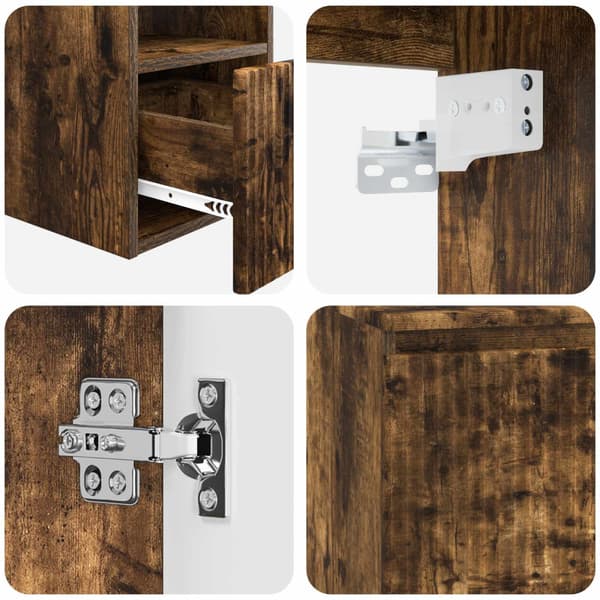 Badrumsmöbelset 2 st Rökt ek Konstruerat trä
