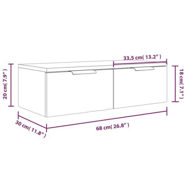 Väggskåp 2 st vit 68x30x20 cm konstruerat trä