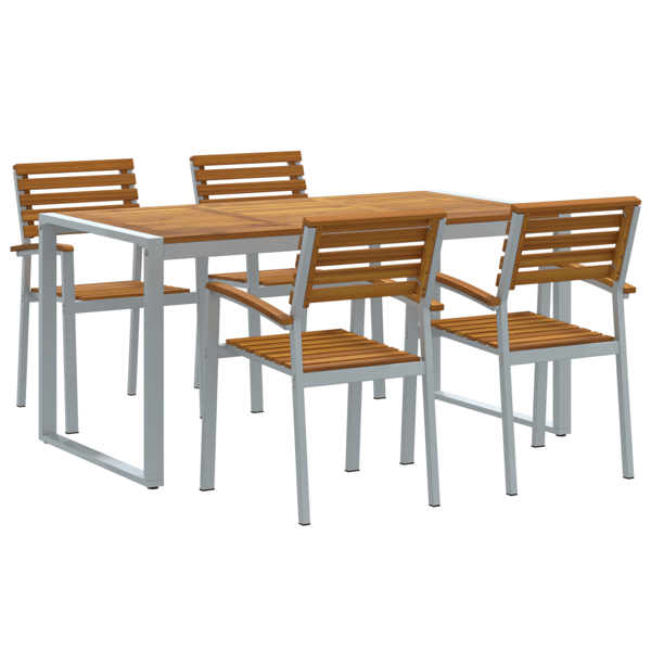 Trädgårdsmöbelset 5 pcs Grå Massivt Akaciaträ