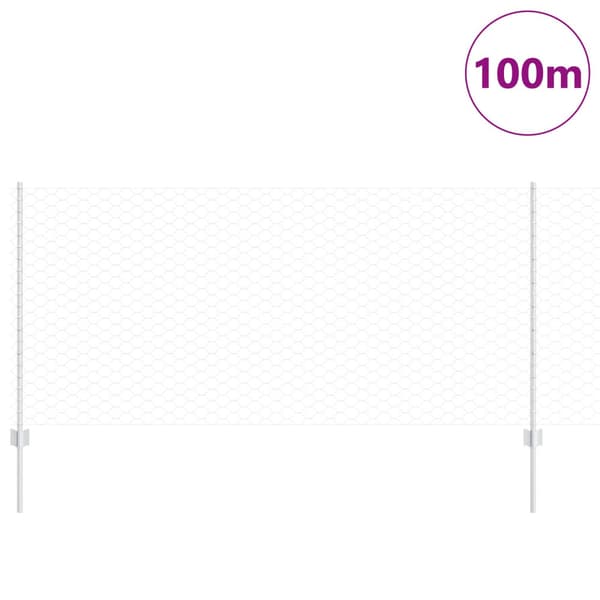 Stängsel med stolpe Silver 1 x 100 m Stål