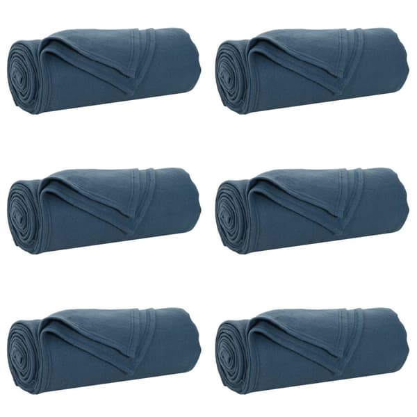 Filtar 6 pcs Mörkblå 240 x 220 cm Fleece
