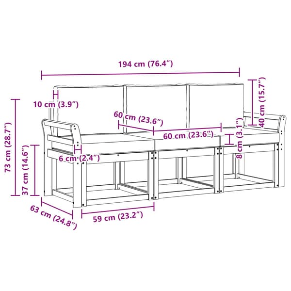 Utomhussoffset 3 pcs