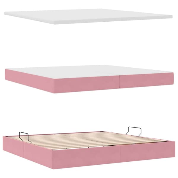 Förvaringssäng med madrass med lagring Rosa 200 x 200 cm Sammet