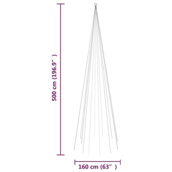 Julgran på flaggstång blå 732 LEDs 500 cm