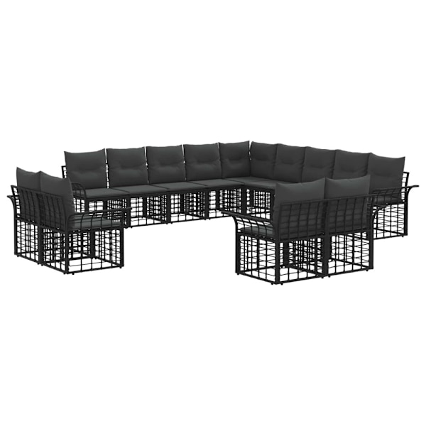 Utomhussoffset 13 pcs Svart och Mörkgrå Polyester