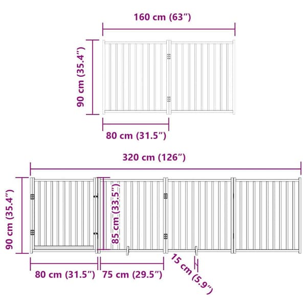 Hundgrind med dörr vikbar 10 paneler vit 800 cm poppel