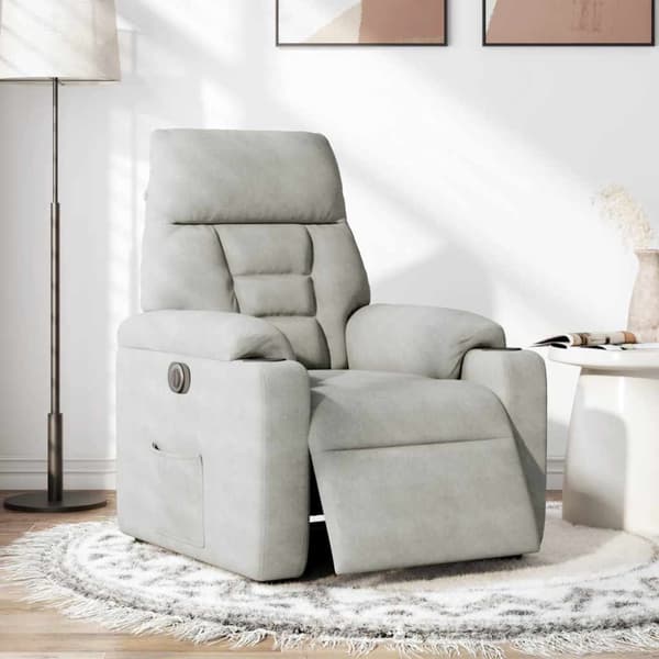 Elektrisk reclinerfåtölj ljusgrå mikrofibertyg