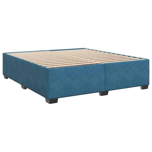 Ramsäng med madrass blå 200x200 cm sammet