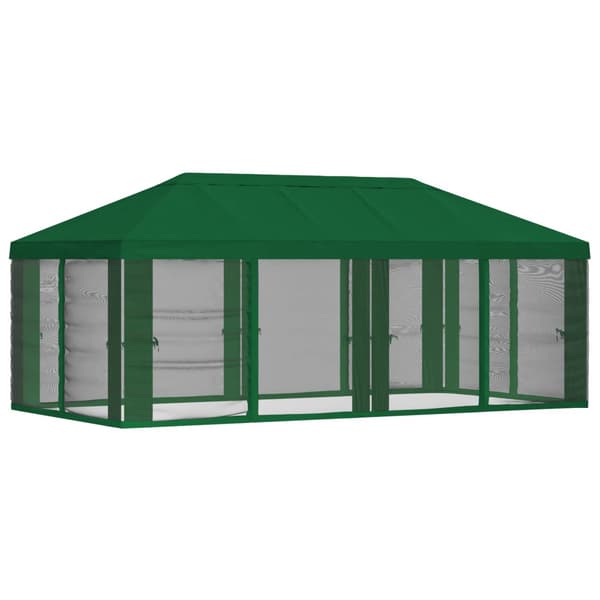 Gazebo-tak med sidoväggar 6 x 3 m Grön Polyester 190 gsm