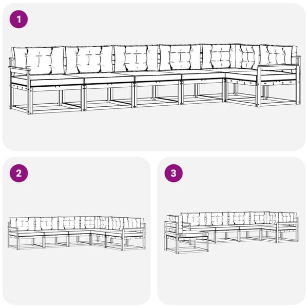 Utomhussoffset med kudde 6 pcs Vit och antracit Polyester
