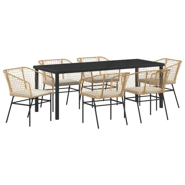 Trädgårdsmöbelset 7 pcs Brun konstrotting