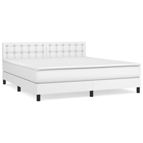 Ramsäng med madrass vit 180x200 cm konstläder