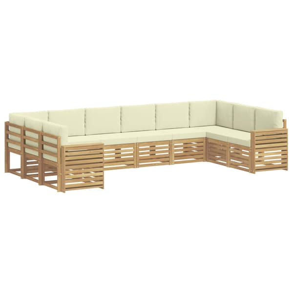 Utomhussoffset 10 pcs Vit och grädde 363 x 191,5 x 73 cm
