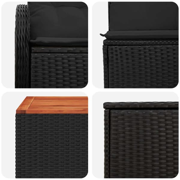 Soffset 6 st Svart Poly Rattan och stål