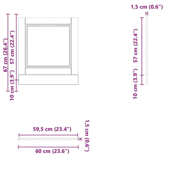 Diskmaskinspanel Porto högglans vit 60x1,5x57cm konstruerat trä
