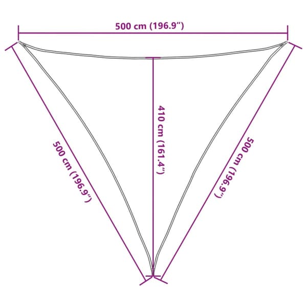 Solsegel ljusgrå 5x5x5 m 100% polyesteroxford