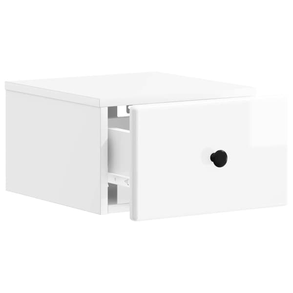 Väggmonterat Sängbord 2 pcs Vit högglans 34,5 x 33 x 20 cm