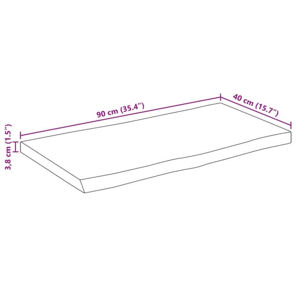 Bordsskiva 90x40x3,8 cm rektangulär massiv akacia rustik kant