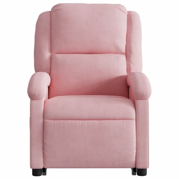 Massagefåtölj med uppresningshjälp rosa sammet
