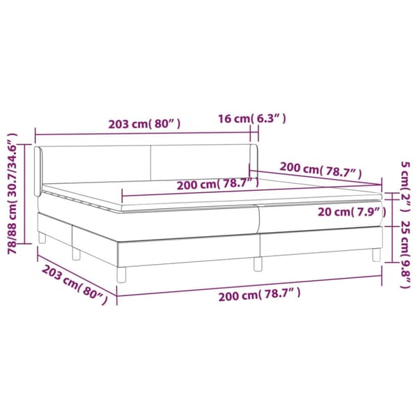Ramsäng med madrass ljusgrå 200x200 cm sammet