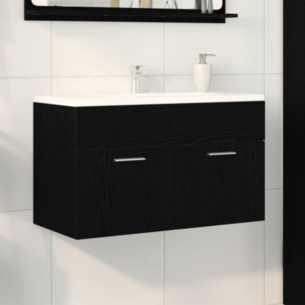 Badrumsservant Svart Ek 80x38,5x46 cm Konstruerat trä