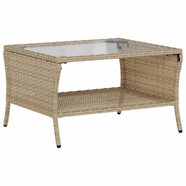 Trädgårdssoffa 2-sits med dynor och bord beige konstrotting