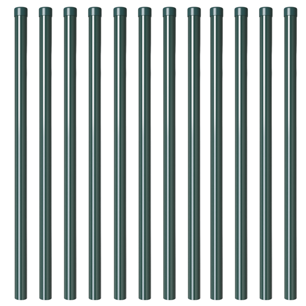 Stängselstolpe 12 pcs Grön 100 cm Pulverlackerad stål