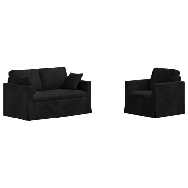 Soffset 2 pcs Svart 138 x 78 x 80 cm Sammet