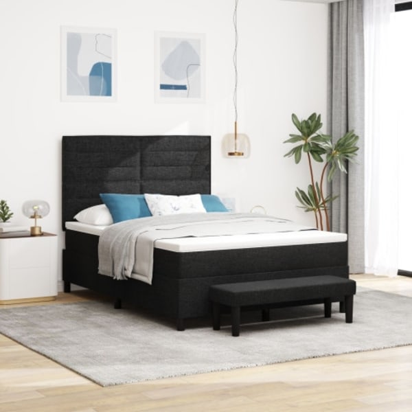 Boxparad säng med madrass & bänk svart 160x200 cm tyg