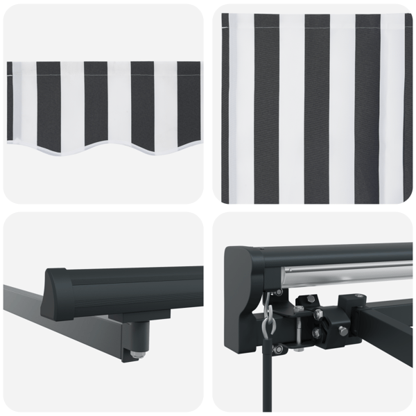 Markisram Antracit och vitt 400 × 300 cm