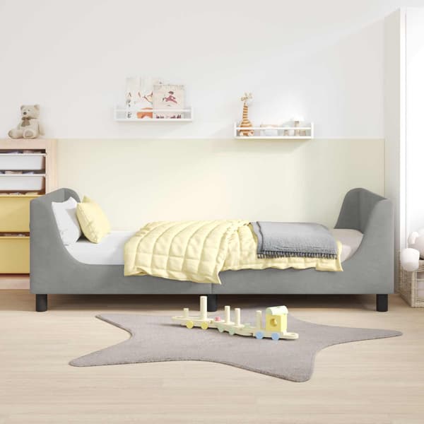 Barnsängram med sänggavel Ljusgrå 80 x 200 cm Sammet