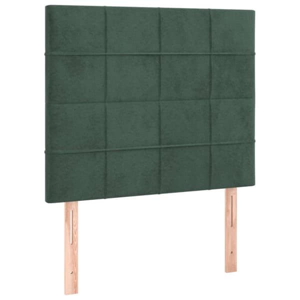 Ramsäng med madrass & LED mörkgrön 90x190 cm sammet