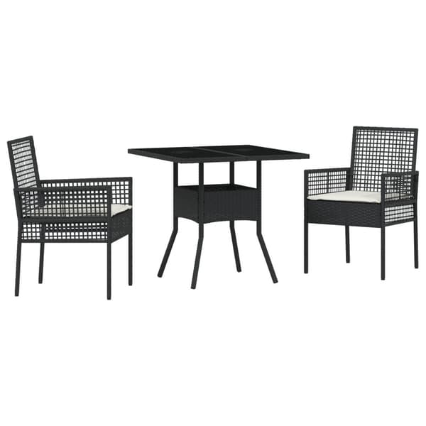 Trädgårdsmöbelset 3 pcs Svart konstrotting