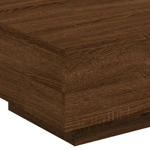 Soffbord med LED brun ek 55x55x31 cm