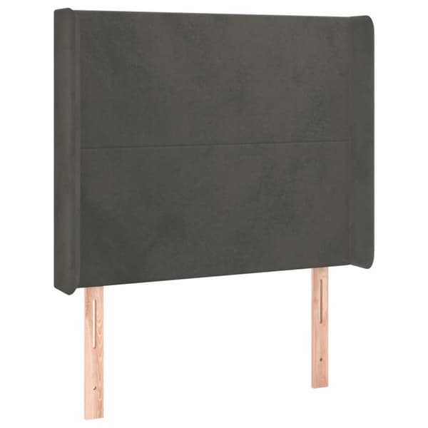 Ramsäng med madrass & LED mörkgrå 90x190 cm sammet